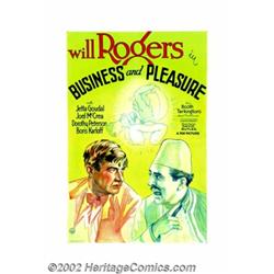 Business and Pleasure (Fox, 1931). One Sheet (27" X 41"). This Will Rogers comedy is probably best r