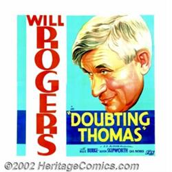 Doubting Thomas (Fox, 1935). Six Sheet (81" X 81"). When Will Rogers was killed in an airplane crash