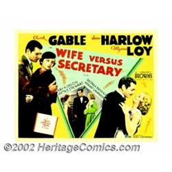 Wife vs. Secretary (MGM, 1936). Half Sheet (22" X 28"). The historic team of Clark Gable and Jean Ha