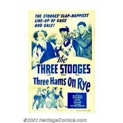 Three Hams on Rye (Columbia, 1950). One Sheet (27" X 41"). The Three Stooges are stage-hands who fin