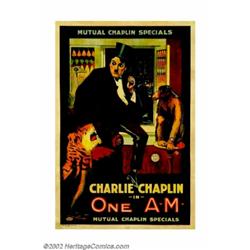 One A.M. (Mutual, 1916). One Sheet (27" X 41"). Chaplin began his film career with Mack Sennet's Key