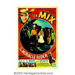 Miracle Rider, The (Mascot, 1935). One Sheet (27" X 41"). Chapter 4 "The Race With Death". Tom Mix w