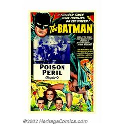 Batman, The (Columbia, 1943). One Sheet (27" X 41") Chapter 6 "Poison Peril". Batman made his motion