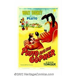 Pluto and the Gopher (RKO, 1950). One Sheet (27" X 41"). Pluto battles a pesky gopher and as always.