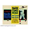 Image 1 : Babe Comes Home, The (First National, 1927). Title Card (11" X 14"). The young Babe Ruth starred in.