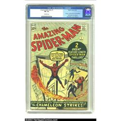 The Amazing Spider-Man #1 (Marvel, 1963) CGC FN- 5.5 Off-white pages.The Fantastic Four look on in a