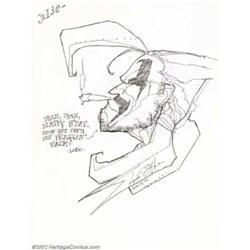 Keith Giffen - Original Art Sketch (unpublished, 1992). This portrait of Lobo wishes Julius Schwartz