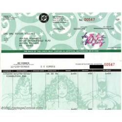 Julius Schwartz Paycheck from DC Comics (DC, 1996) Condition NM 9.4. After Schwartz retired from DC.