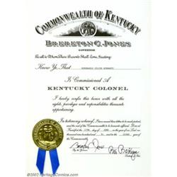 Julius Schwartz Kentucky Colonel Certificate (1994). An award given for meritorious service by the G