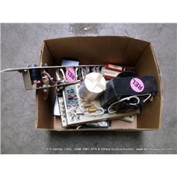 BOX: ASSORTED ELECTRONICS-POWER SUPPLIES, SWITCHES (print sequence:) NO#