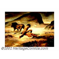 Jeff Jones - Original Painting, "Tarzan and the Golden Lion" (undated). This piece comes from the re