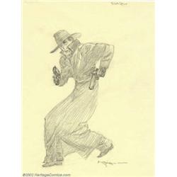Michael William Kaluta - Original Sketch of The Shadow (undated). This pencil rendering of the Shado