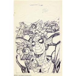 Gil Kane - Original Preliminary Cover Sketch for Amazing Spider-Man #150 (Unpublished, 1975). Legend