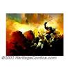 Image 1 : Ken Kelly - Original Oil Painting "El Borok" (undated). Depicting a mighty warrior in the throes of.