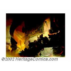 Ken Kelly - Original Painting (1977). This fabulous painting shows a Sinbad-type warrior trying to w
