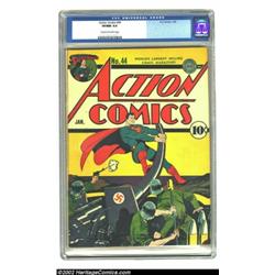 Action Comics #44 (DC, 1942) CGC VF/NM 9.0 Cream to off-white pages. Fred Ray's cover depicting Supe