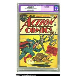 Action Comics #75 (DC, 1944) CGC Apparent FN+ 6.5 Off-white to white pages. Bright cover colors and.
