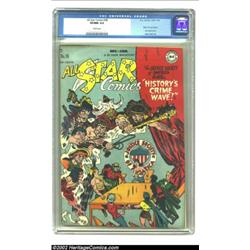 All Star Comics #38 (DC, 1947) CGC VF/NM 9.0 White pages. The JSA battles "History's Crime Wave" on.