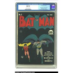 Batman #3 (DC, 1940) CGC GD/VG 3.0 Off-white to white pages. The classic Kane and Moldoff cover is b