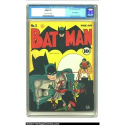 Batman #5 (DC, 1941) CGC FN/VF 7.0 Cream to off-white pages. Behemoth sized Batman and Robin take on