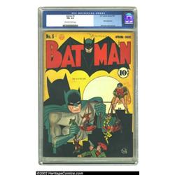 Batman #5 (DC, 1941) CGC FN+ 6.5 Off-white to white pages. In this terrific early issue of Batman is