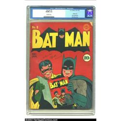 Batman #8 (DC, 1942) CGC VG/FN 5.0 Off-white pages. Why are Batman and Robin smiling? Because they w