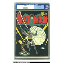 Batman #13 (DC, 1942) CGC VF 8.0 Cream to off-white pages. The black background looked great when th