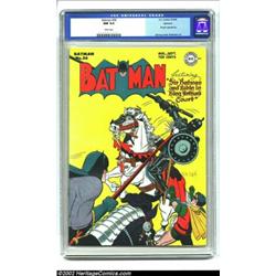 Batman #36 Spokane pedigree (DC, 1946) CGC NM 9.4 White pages. The caped crusader jousts with a blac