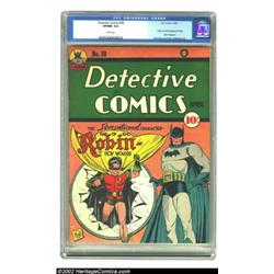 Detective Comics #38 (DC, 1940) CGC VF/NM 9.0 White pages. Batman without Robin? The Caped Crusader.