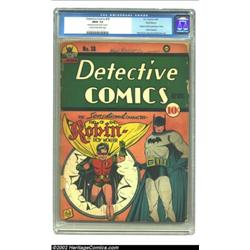 Detective Comics #38 Recil Macon pedigree (DC, 1940) CGC FR/GD 1.5 Cream to off-white pages. Robin t