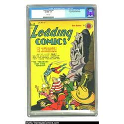 Leading Comics #6 Mile High pedigree (DC, 1943) CGC VF/NM 9.0 White pages. DC's heroes engage in ver