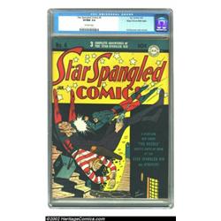 Star Spangled Comics #4 Mile High pedigree (DC, 1942) CGC VF/NM 9.0 Off-white pages. Terrific action