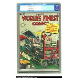 World's Finest Comics #13 Toledo pedigree (DC, 1944) CGC NM 9.4 Off-white to white pages. This excel