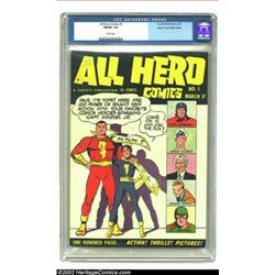 All Hero Comics #1 Mile High pedigree (Fawcett, 1943) CGC FN/VF 7.0 White pages. Here is a very earl