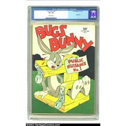 Four Color #33 (Dell, 1943) CGC VF+ 8.5 Off-white pages. Bugs Bunny is "Public Nuisance No. 1" in th