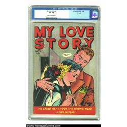My Love Story #2 "D" Copy pedigree (Fox, 1949) CGC VF- 7.5 Cream to off-white pages. Fox romance com