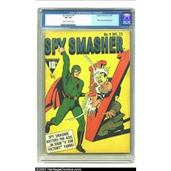 Spy Smasher #9 (Fawcett, 1942) CGC VF+ 8.5 Cream to off-white pages. Patriotic chest-thumping war co
