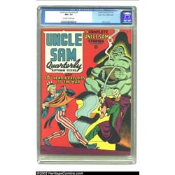 Uncle Sam Quarterly #4 Mile High pedigree (Quality, 1942) CGC NM+ 9.6 off-white to white pages . Thi