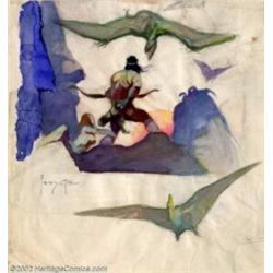 Frank Frazetta - Original Preliminary Painting for The Return of Jongor (Popular Library, 1970). As.