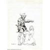 Image 1 : Frank Frazetta - Original Illustration, Barbarian and Woman (1975). This ink drawing of a barbarian.