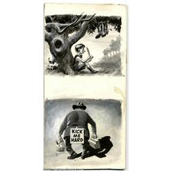 Kelly Freas - Original Art for MAD (EC, undated). These are two panels by Freas for an issue of MAD,