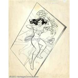 Dick Giordano - Original Cover Art (DC, 1970s). In dynamic fashion, Wonder Woman leaps from the page