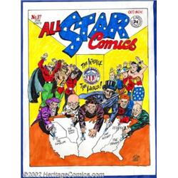 Irwin Hasen - Original Cover Recreation for All-Star Comics #37 (2002). The Justice Society look on.