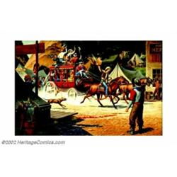 Russ Manning - Original Painting (1981). This splendid painting of a bunch of hootin n' hollerin', r