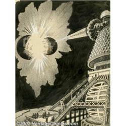 Frank R. Paul - Original Illustration (Unknown Publisher, Undated). The gigantic ray-gun shatters th