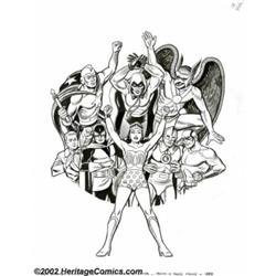 Peter Poplaski - Original Cover Art for All Star Comics Archives Volume 5 (DC, 1999). This stunning.