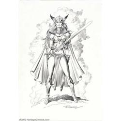 Enrique Romero - Original Illustration of Axa (undated). In the tradition of Barbarella and Modesty.