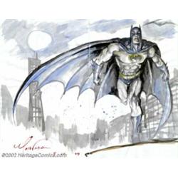 Mark Texeira - Original Illustration of Batman (undated). This watercolor painting of Batman by cove