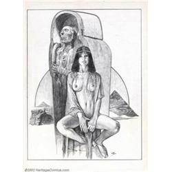 Manuel Sanjulian - Original Illustration, "Tut's Tomb" (undated). There's a joke here about the girl