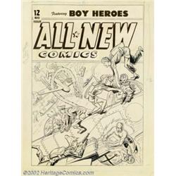 Unknown Artist - Original Cover Art for All-New Comics #12 (Harvey, 1946). This wild World War II co